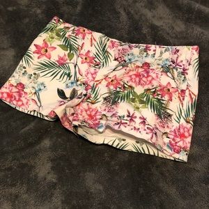 Women’s white floral shorts